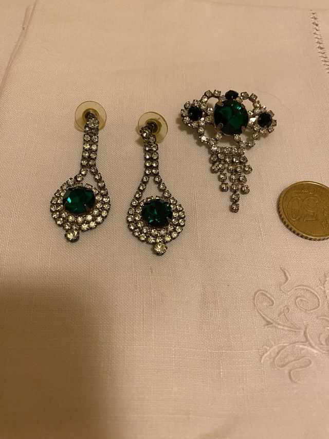 Parure bigiotteria verde e argento