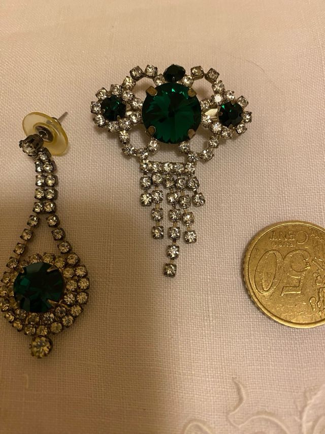 Parure bigiotteria verde e argento