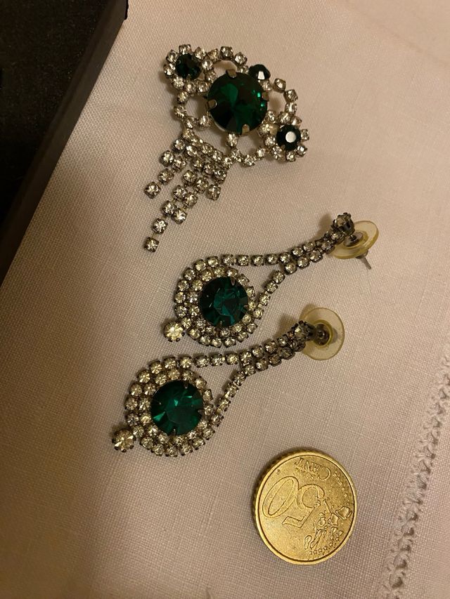 Parure bigiotteria verde e argento