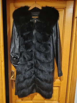 AbrigoPelo Natural zorro Desmontable Negro