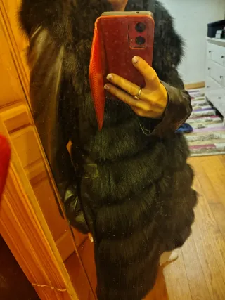 AbrigoPelo Natural zorro Desmontable Negro