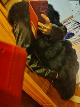 AbrigoPelo Natural zorro Desmontable Negro