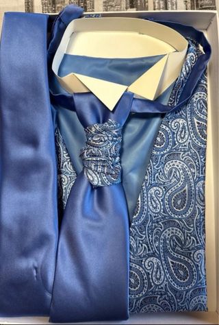 Conjunto Chaleco, Corbata y Pañuelos Azul