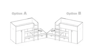 Cama tren con armario y cajones