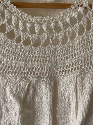 Kaftán corto mujer blanco-beige