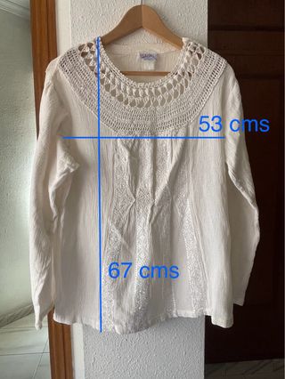 Kaftán corto mujer blanco-beige