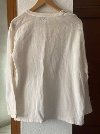 Kaftán corto mujer blanco-beige
