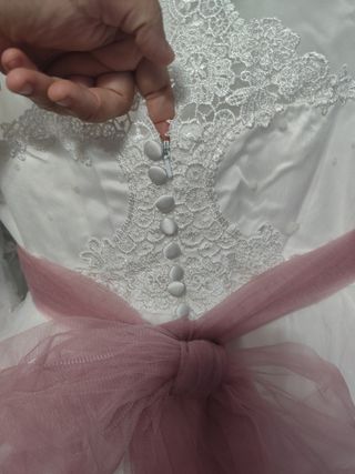 Vestido de comunión blanco y rosa