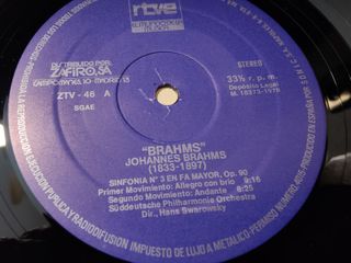 Vinilo Johannes Brahms Sinfonía N°3 Op. 90