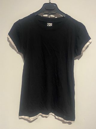 Camiseta Algodón Bershka Talla L Negra