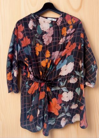 Blusa camisa talla L G 40 Mango tela tipo satén