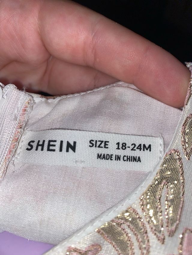 Vestido niña elegante oro y rosa