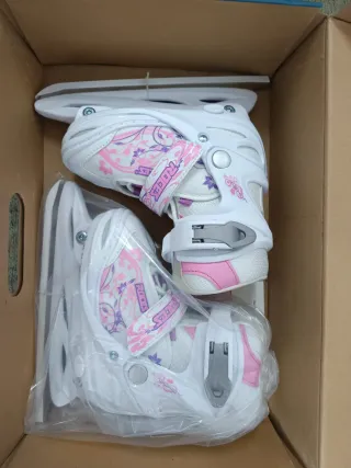 Patines de Hielo Niña Blancos Rosas