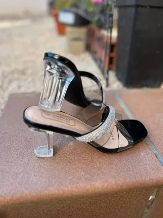 Sandalias M. Diamant Negras y Plateadas