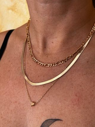 Collana multistrato acciaio dorato con cuore