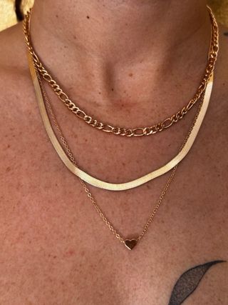 Collana multistrato acciaio dorato con cuore