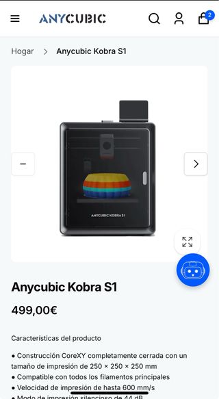 Impresora 3D Anycubic Kobra S1 Negra