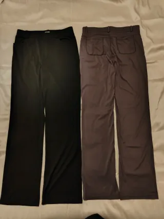 2 Pantalones Rectos Elásticos Negro y Gris
