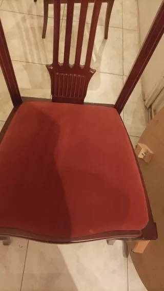 Silla de comedor de madera y terciopelo