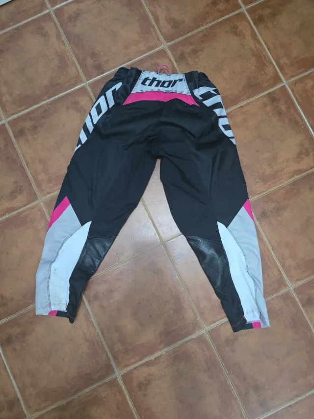 Pantalones Thor Motocross, Mujer, Negro/Rosa Talla