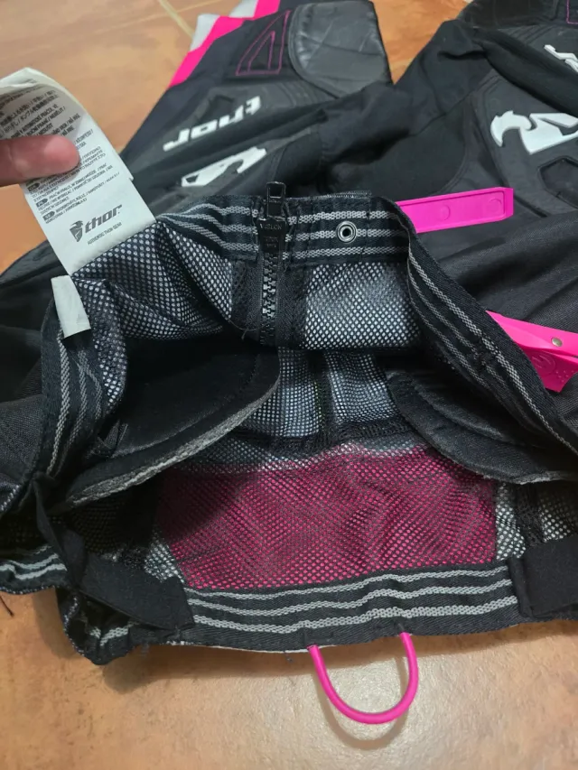 Pantalones Thor Motocross, Mujer, Negro/Rosa Talla