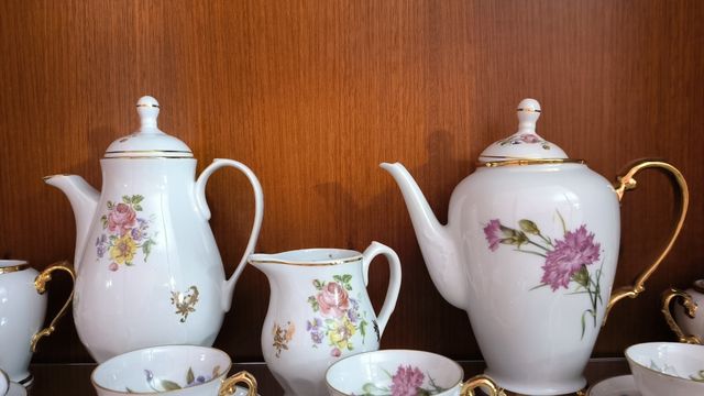 Juego de café porcelana antigua floral