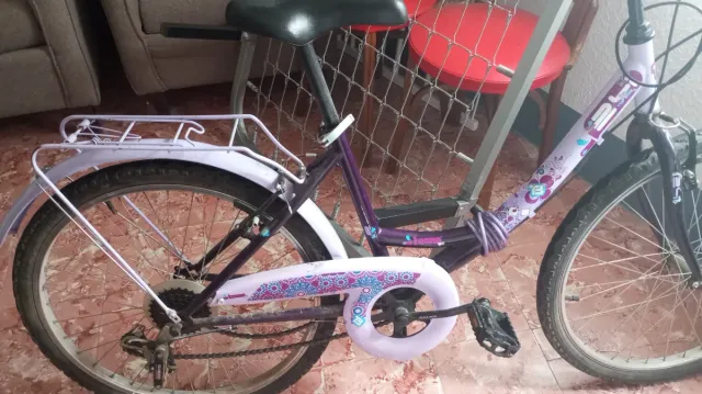 Bicicleta morada infantil
