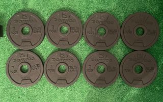 Conjunto de barras  discos y cierres para pesas