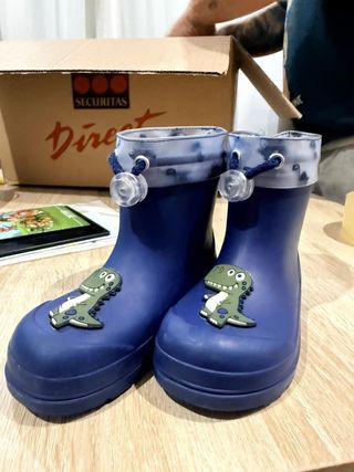 Botas de agua niño dinosaurio azul