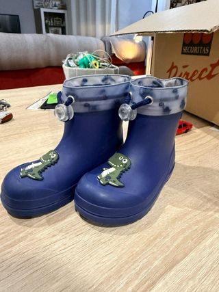 Botas de agua niño dinosaurio azul