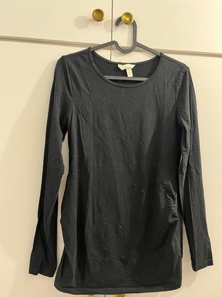 Camiseta premamá H&M manga larga beige y negra