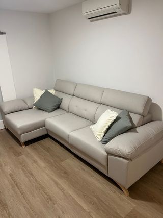 Sofá modular tela beige y gris