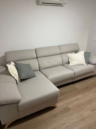 Sofá modular tela beige y gris