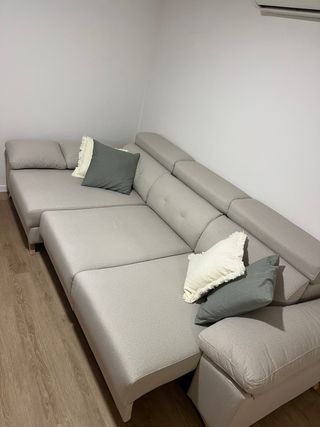 Sofá modular tela beige y gris