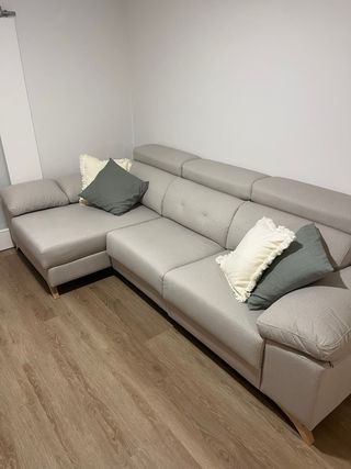 Sofá modular tela beige y gris