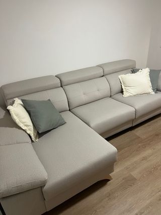 Sofá modular tela beige y gris