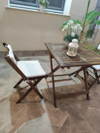 Conjunto de jardín madera y tela