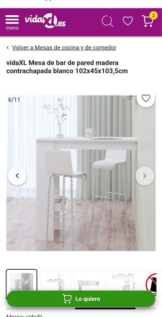 Mesa bar y estanterías blanca