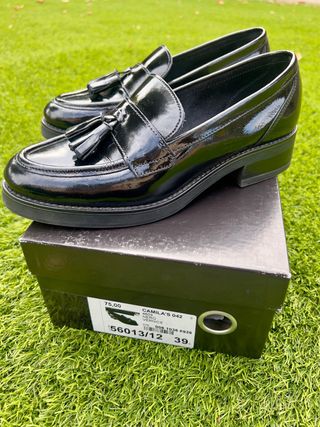 Mocasines negros charol mujer talla 39