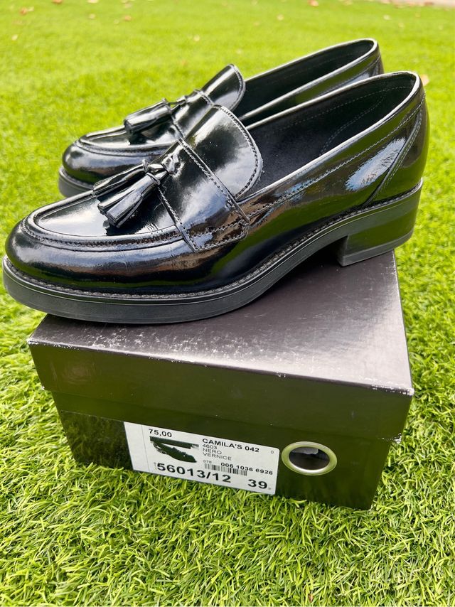 Mocasines negros charol mujer talla 39
