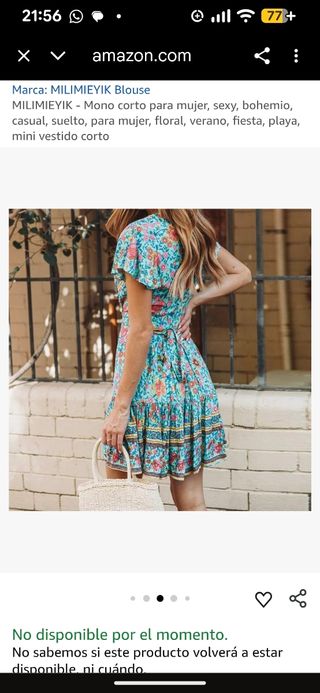 Vestido estampado floral azul y rosa