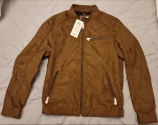 Chaqueta efecto ante camel oscura