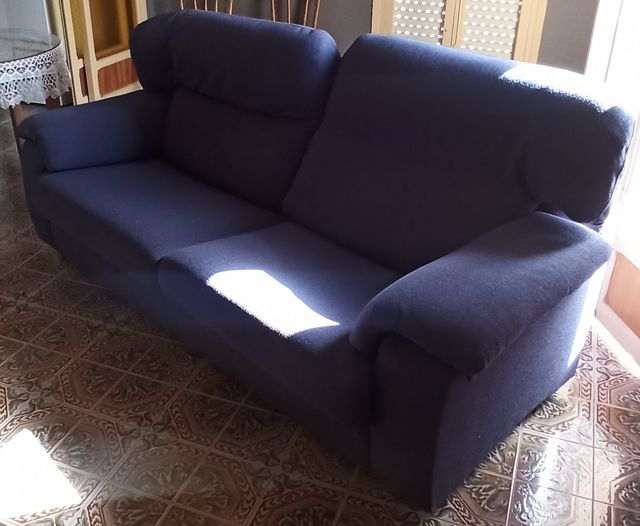 Sofá de 3 plazas azul/gris