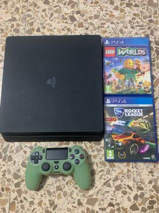 PS4 Slim 1Tb + Mando con funda + 2 Juegos