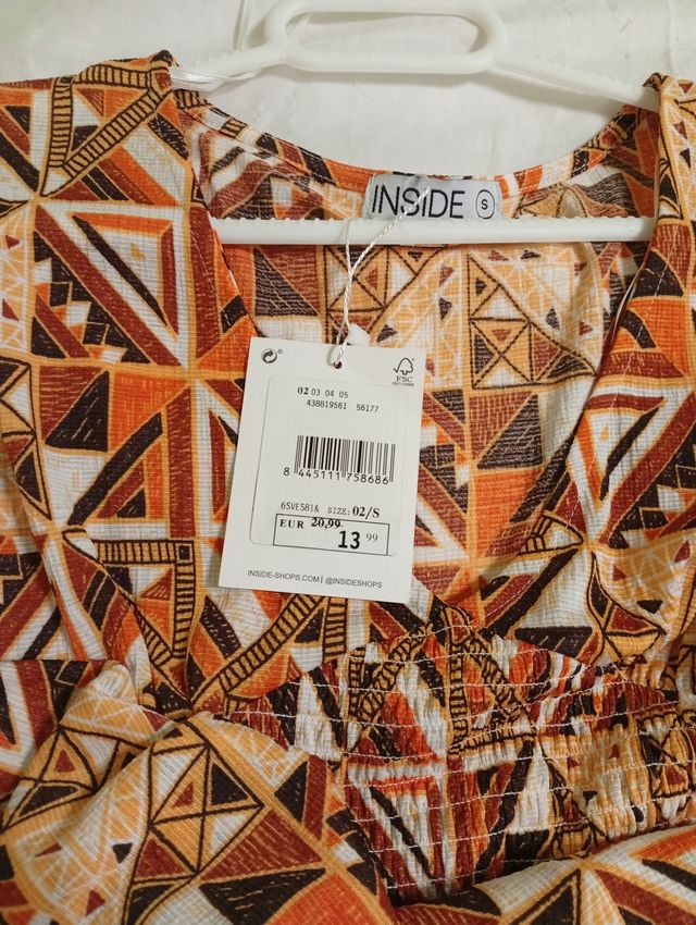 Nuevo - Vestido estampado hippie talla S Inside