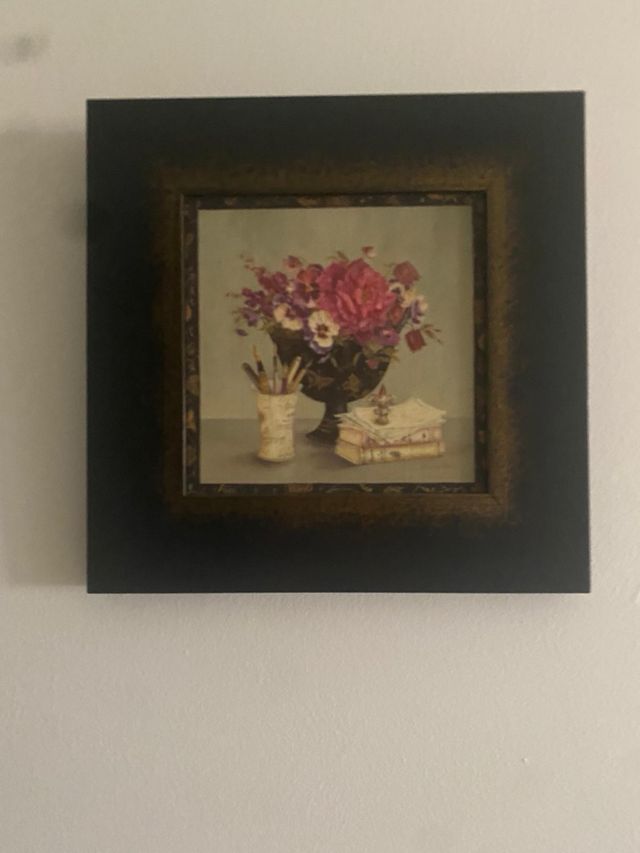 Cuadro flores y cartas