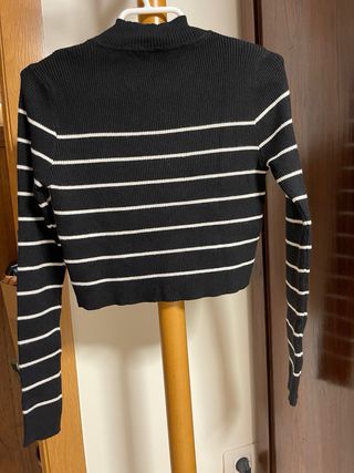 Jersey rayas cuello alto negro