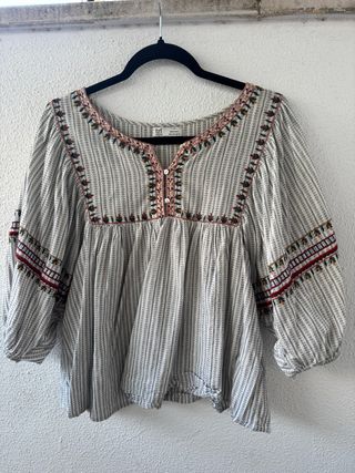 Blusa Zara Rayas Bordada