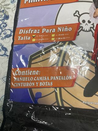 Disfraz Pirata Rayas Niño Talla 3 años 