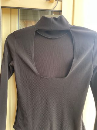 Body Zara Negro Cuello Alto Espalda Descubierta